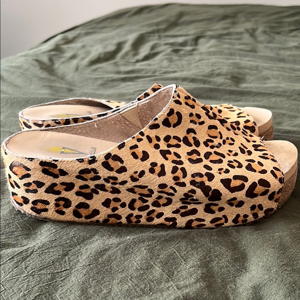 Volatile Brown and Black Leopard Print Mules